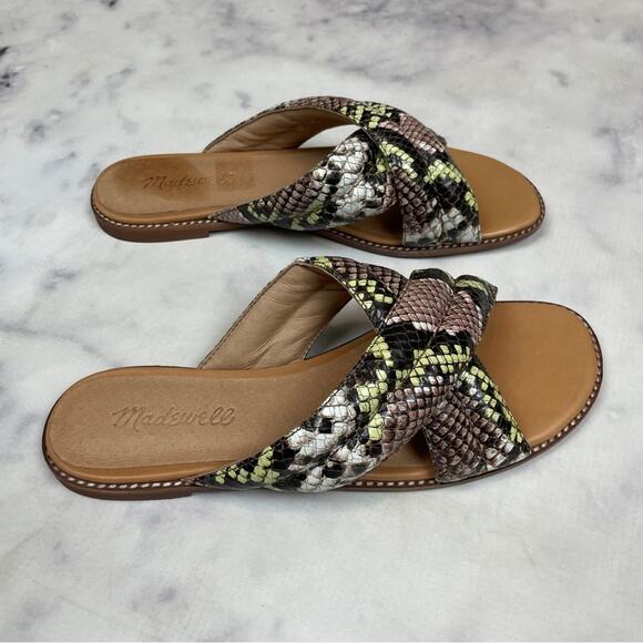 Madewell Skyler Snake Padded Cross Strap Slide Sandals NWOB - Picture 3 of 11
